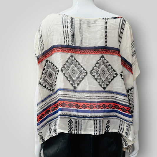 MAX / floaty silk top with geometric print / s/m (3917331970016694503)