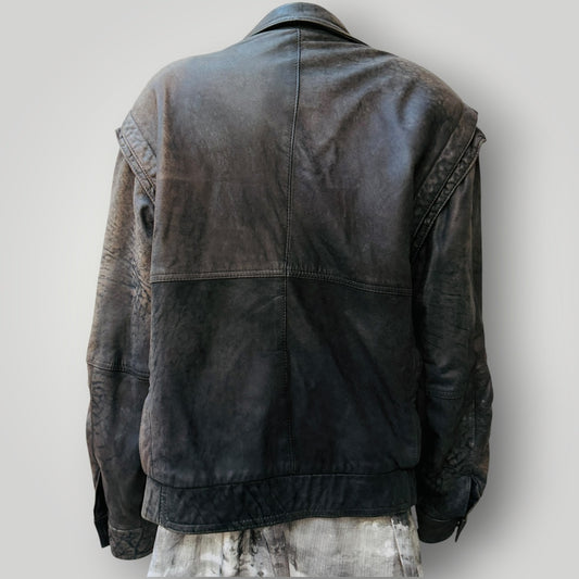 1980s nz vintage / LEATHER IMAGE / shaped black leather jacket / 22 (3917700394358729384)