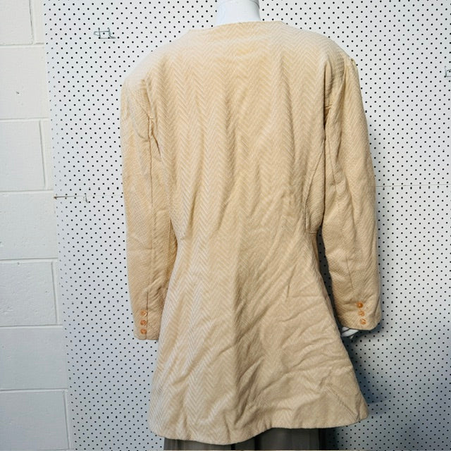 1990s vintage / cinched wool coat with shoulder pads / s (3918299392230842023)