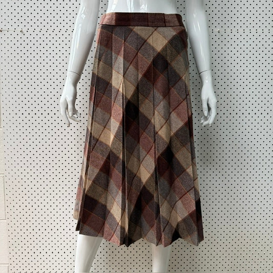 1960s nz vintage / YOUTHCRAFT / tweed pleat wool skirt / s (3919062618025214618)