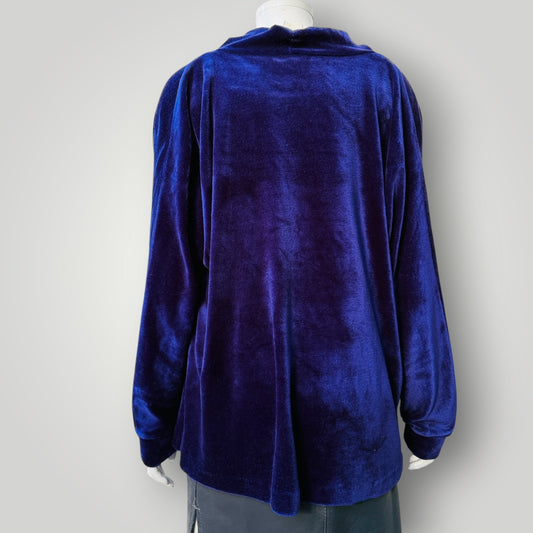 1980s nz vintage / DAVID CARMODY / purple velvet oversized top / L (3919247846118636209)
