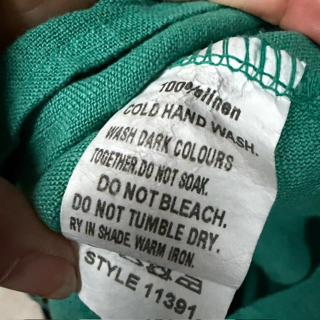 IMAGINE / green linen maxi dress / made in italy / one size (3919577397012282925)