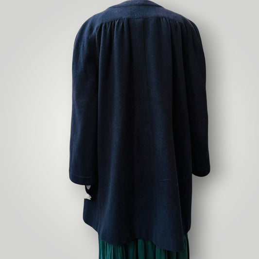 1980s/90s british vintage / WINDSMOOR / Navy Wool & Cashmere Coat / M/L (3920179601580763398)