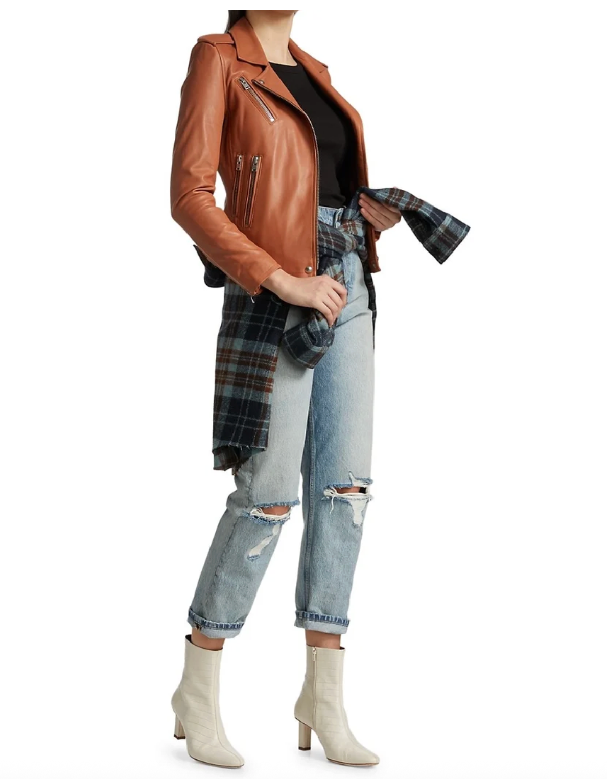 IRO / 'newham' leather biker jacket / brown / s (3920726462200770916)