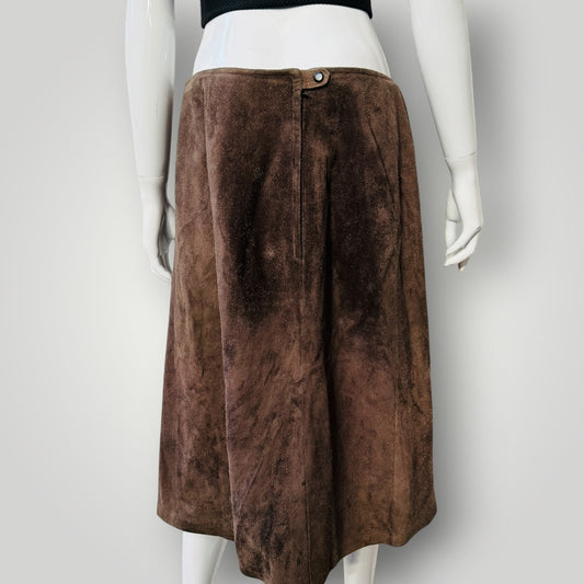 1970s nz vintage / WAPITI DEERSKIN / suede / a line skirt / m (3921408460678133830)