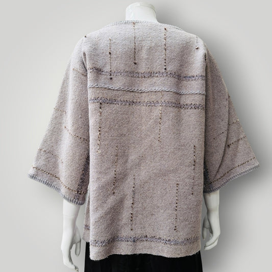 hand woven / lilac wool kimono jacket / m (3922167261590337551)