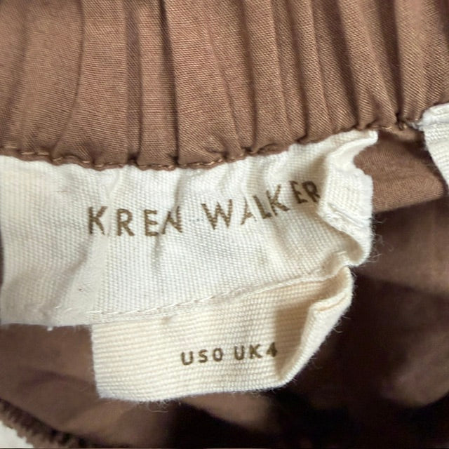 KAREN WALKER / brown cotton organic ruffle skirt with pockets / s (3923127206038938392)