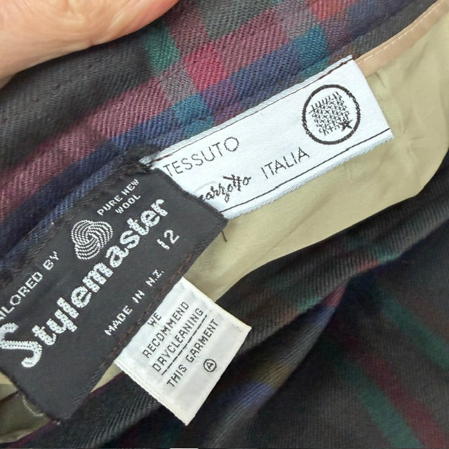1980s nz vintage / STYLEMASTER / gaye bartlett / plaid wool skirt / s (3923222338886869715)