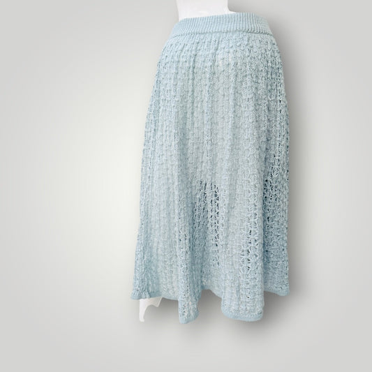 pale blue / textured knit midi skirt / s/m (3925731900049985120)