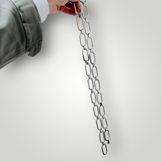 SILVER METAL / chunky link chain belt / s/m (3926230067701514505)