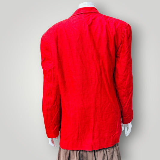1990s american vintage / LIZ CLAIBORNE / silk / vibrant red woven blazer / 12 (3926230082287239594)