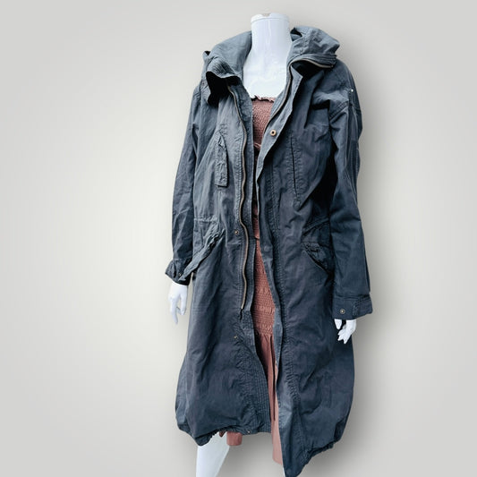 TRELISE COOPER HOLY CHIC / charcoal grey hooded parka with beading / s/m (3926230107898604646)