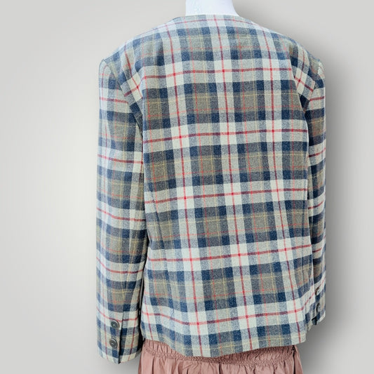 1980s german vintage / BARDEHLE / plaid wool structured jacket / 42 (3926740749209236759)