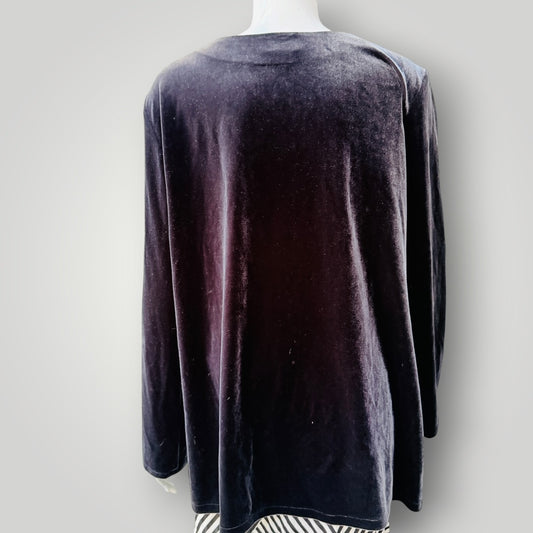 1990s nz vintage / CASSA / stretch velvet long-sleeve top / m/l (3927449830740381880)