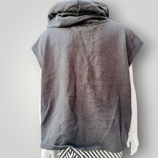 CALVIN KLEIN JEANS / black sleeveless hoodie with logo hem / XL (3927449884984720610)