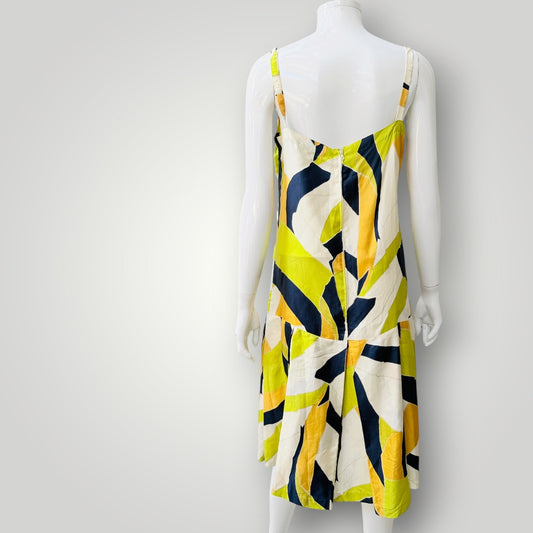 Y2k vintage / abstract print silky midi dress / 10 (3927694161521037965)