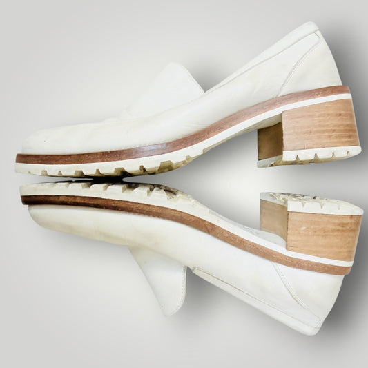 Beau Coops - Cream Leather Lug Sole Loafers - Size EU 38 (3928058937550564400)
