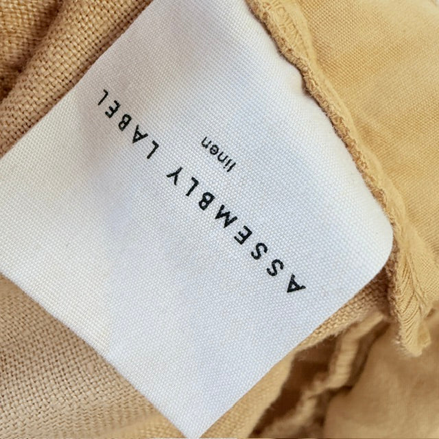 ASSEMBLY LABEL - Linen Drawstring Shorts - Mustard Yellow - Size 30 (3928209691083995119)