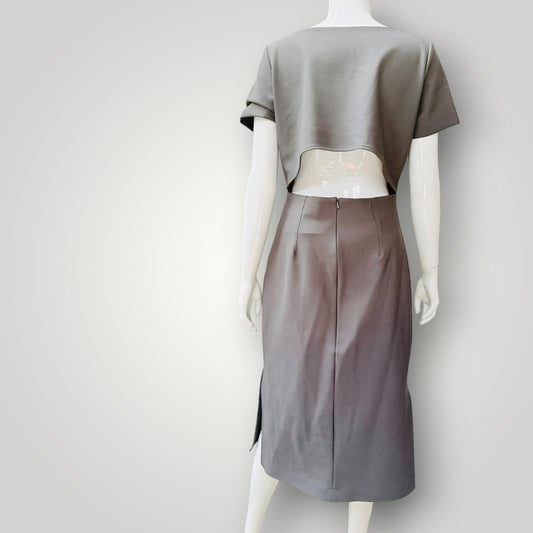 Taylor Boutique / open back dress / grey / s / made in nz (3928666407811662174)