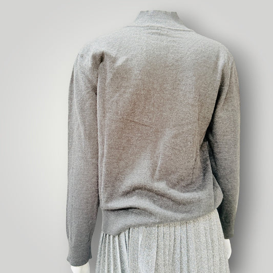 Juliette Hogan - Mock Neck Merino Jumper - Grey Marle - Size L (3928682248043267878)