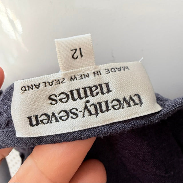 Twenty-Seven Names - Linen Camisole Top - NZ Made - Navy - Size 12 (3928749409174821806)
