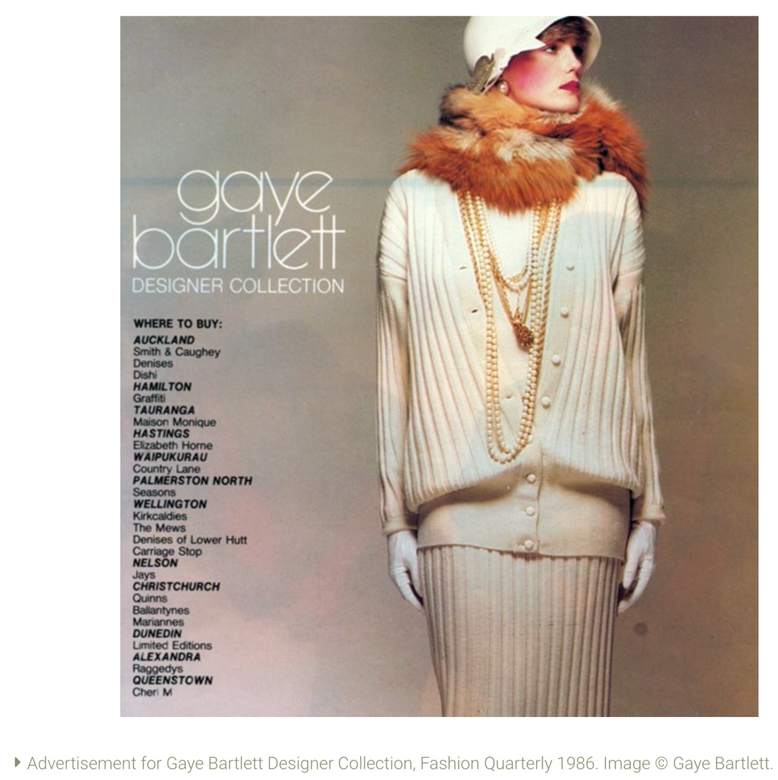 Gaye Bartlett / NZ Fashion Designer (c.1980s–2000s)