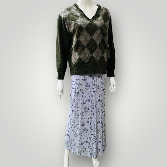 1990s british vintage / MONSOON / floral slinky skirt / 10