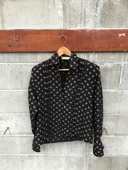 NZ VINTAGE / GAYE BARTLETT / paisley blouse / 12 / made in NZ (3755595766804372580)