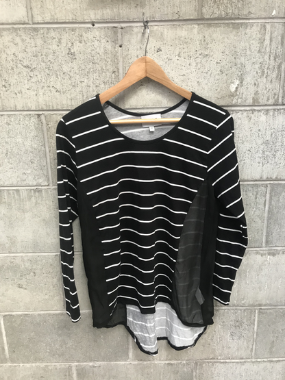 BLAK BASICS / striped top with sheer silk inserts / 12 (3757498322150444332)
