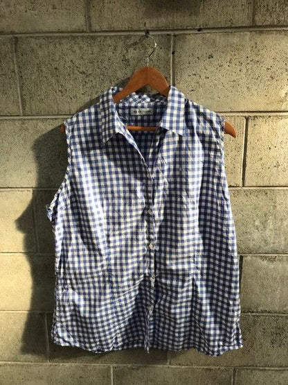 R B SELLARS checkered sleeveless shirt XL (3759936188219781355)