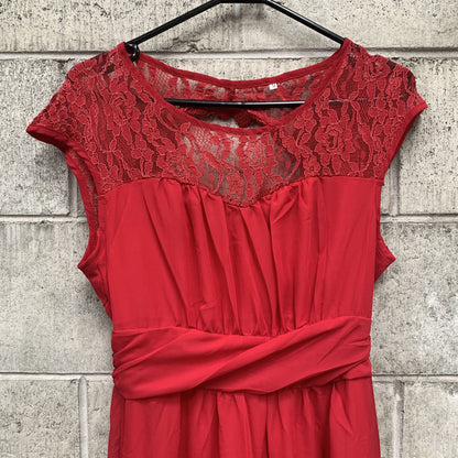 nz vintage / red maxi dress / M (3773312633852626291)