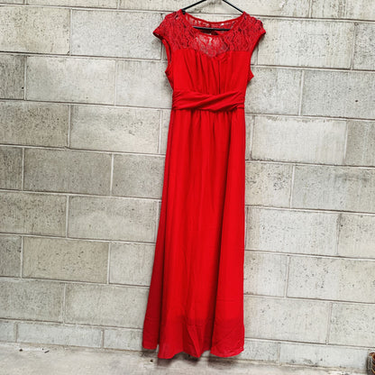 nz vintage / red maxi dress / M (3773312641116436656)