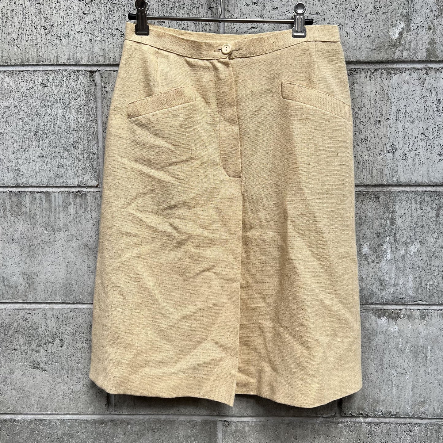 1970s NZ VINTAGE / handmade linen pencil skirt / s Vintage & retro