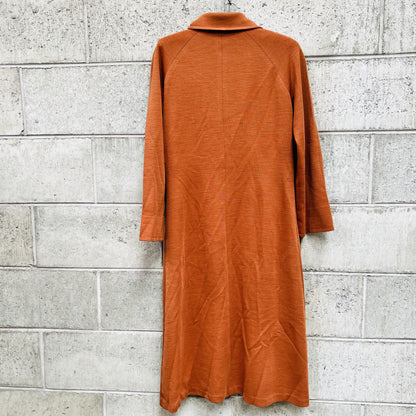 VINTAGE handmade zip front brown dress / S (3784189800599827235)