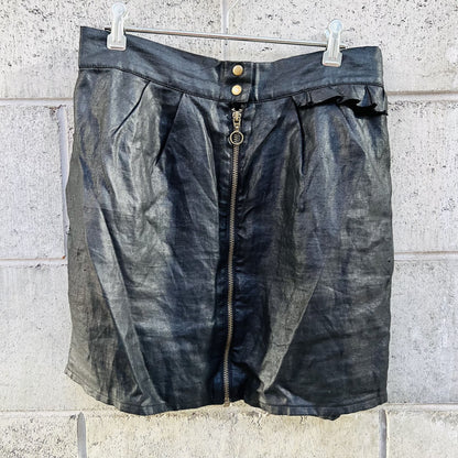 LONELY HEARTS / zip front linen mini skirt / s (3789201353765430637)