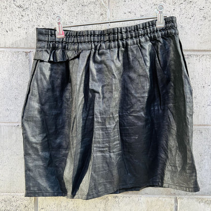 LONELY HEARTS / zip front linen mini skirt / s (3789201363220956632)