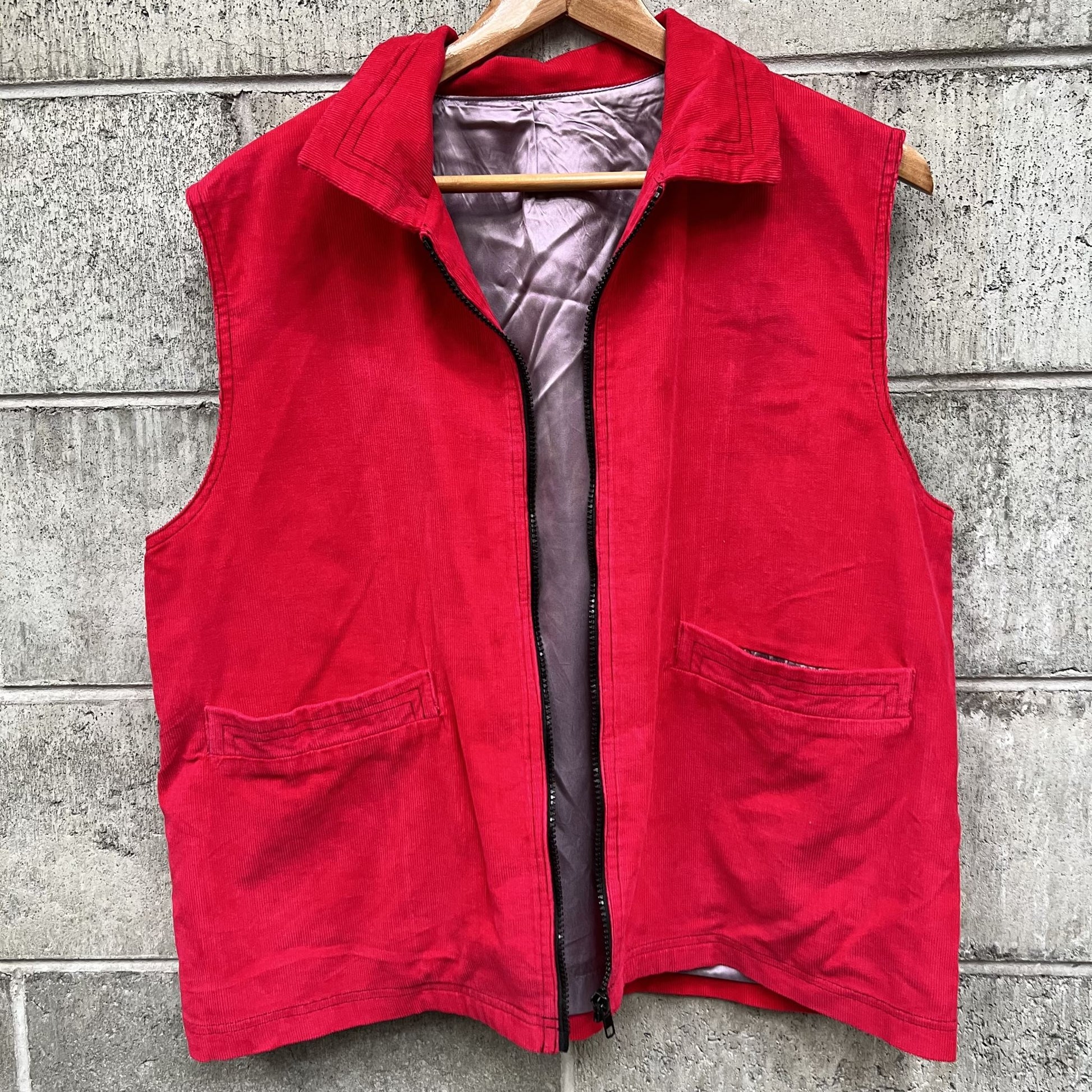 vintage handmade pink corduroy vest (3795593725338961821)