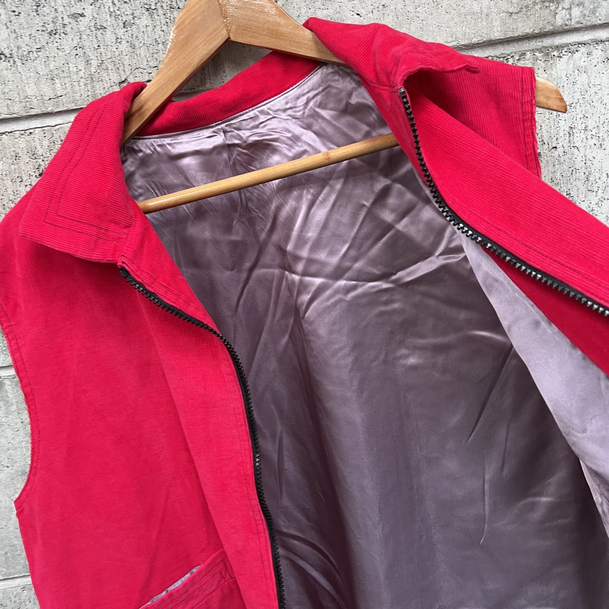 vintage handmade pink corduroy vest (3795593745391079298)
