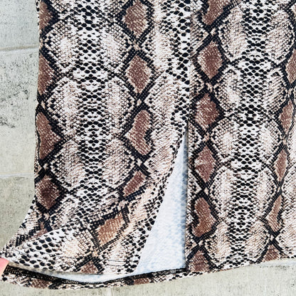 Snakeskin Split Hem Pencil Skirt / XL (3798780662179342082)