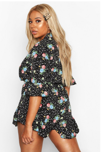 star print ruffle wrap playsuit / 22 / new (3802864233778374362)