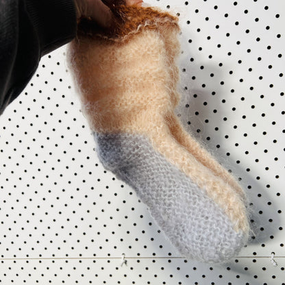 hand knitted / angora socks or slippers / small (3825402883257899497)