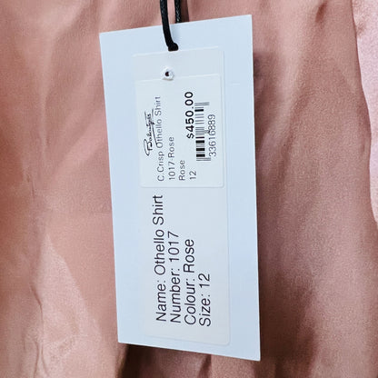 CAITLYN CRISP / othello shirt in rose pink silk / 12 / $450rrp / BNWT (3826444457271460474)