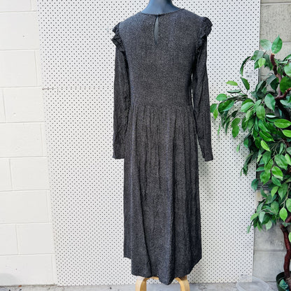 patterned 3/4 dress with ruffles / s (3828264824512361890)