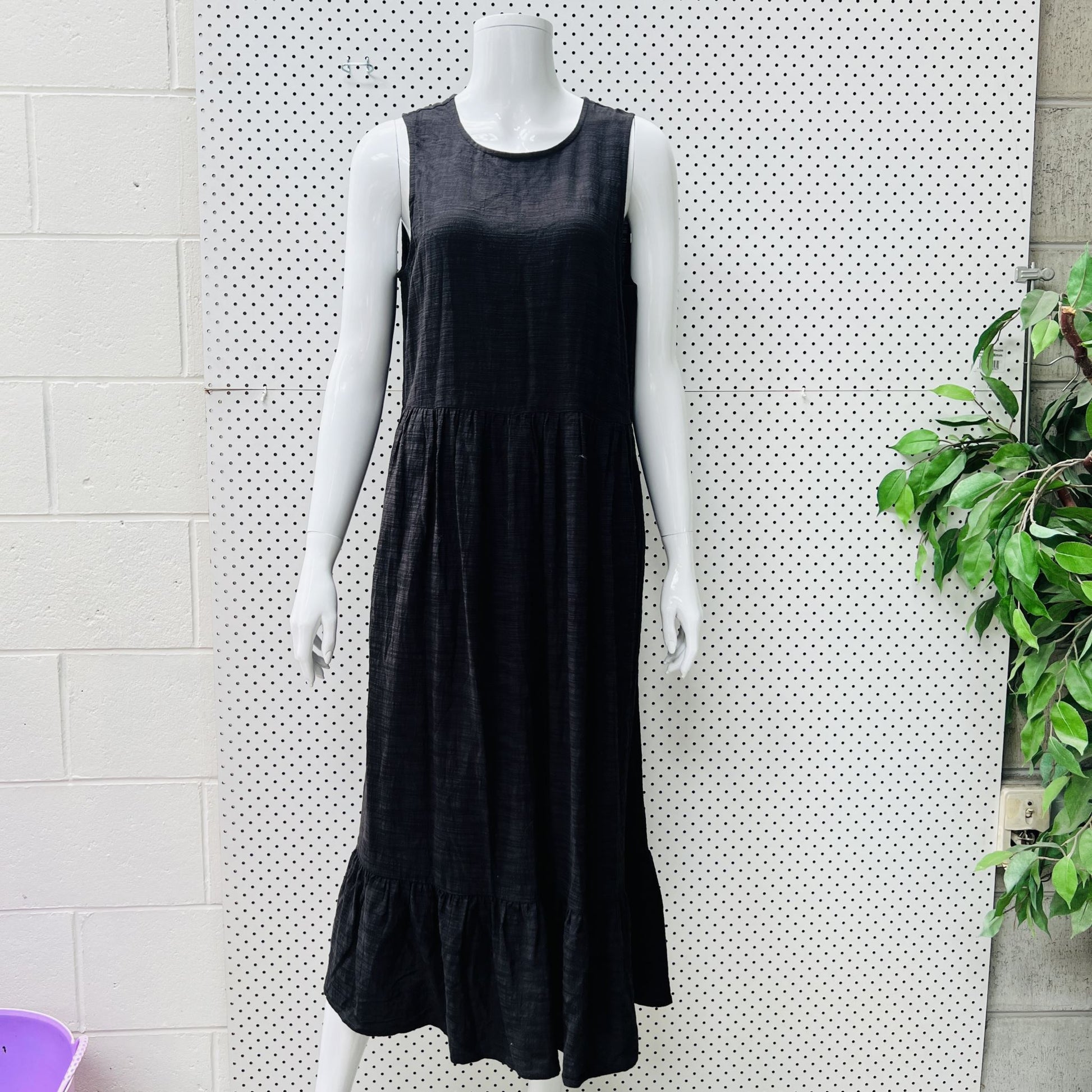 DECJUBA / tiered black maxi dress / s – archival