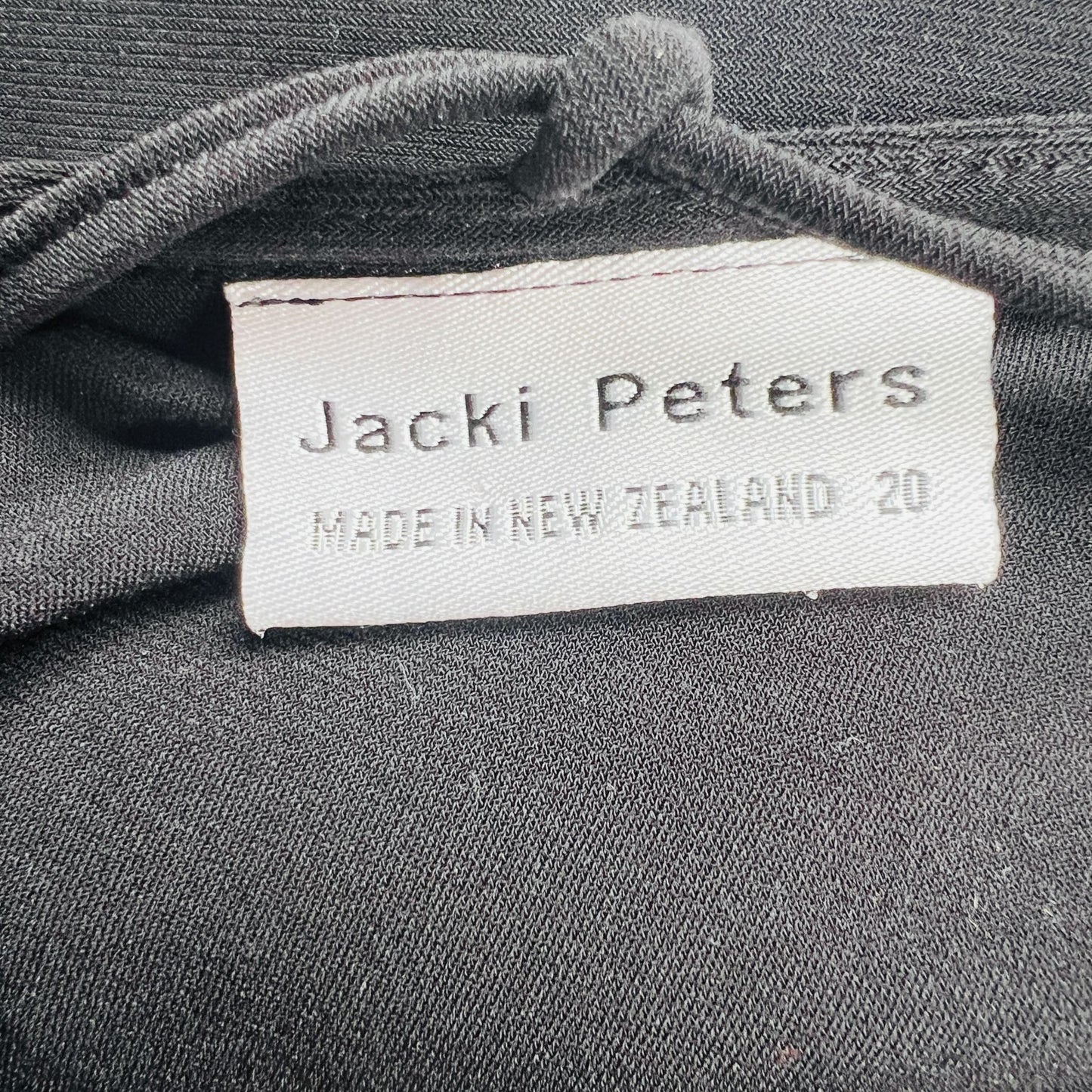 JACKI PETERS / black top with laced neckline / 20 / made in nz – archival