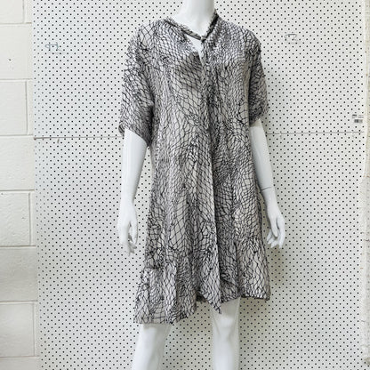 KILT / sheer patterned dress / 10 / made in nz (3840866786835340441)