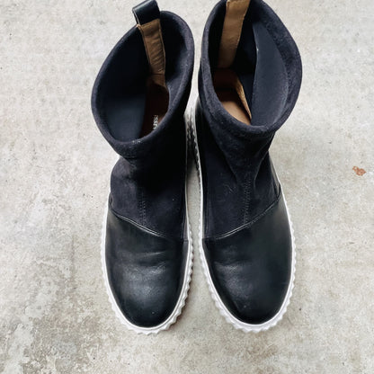 rare / ISSEY MIYAKE x united nude / buzz bordeaux boots / black leather / 35 (3842942655475767692)