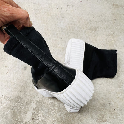 rare / ISSEY MIYAKE x united nude / buzz bordeaux boots / black leather / 35 (3842942672203589056)