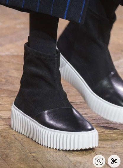 rare / ISSEY MIYAKE x united nude / buzz bordeaux boots / black leather / 35 (3842950658502610134)