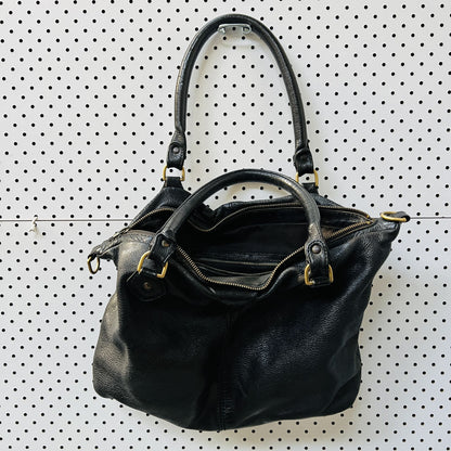DEADLY PONIES / black leather bag - mr chain gang? / made in nz (3843023647835745761)